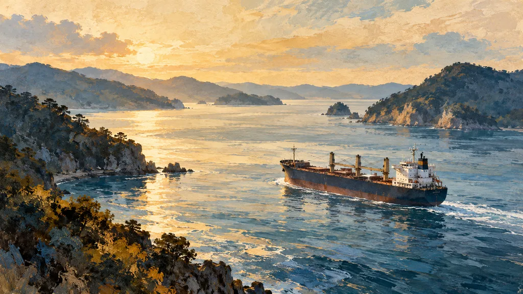 海上交通とエネルギーを表した象徴的なイラスト